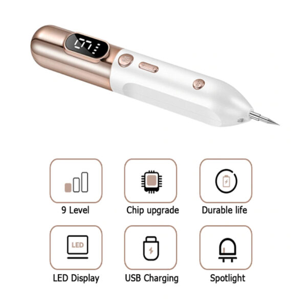 9 Speed LCD Display Mole Pimple Tag Tattoo Remover- USB Charging_9