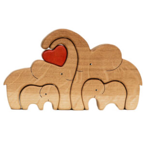 Wooden Elephant Family Stackable Figurine Composite Ornament
