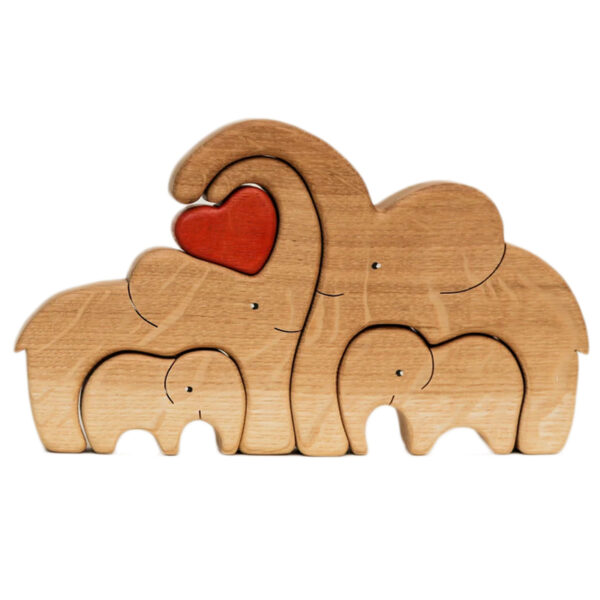 Wooden Elephant Family Stackable Figurine Composite Ornament_1