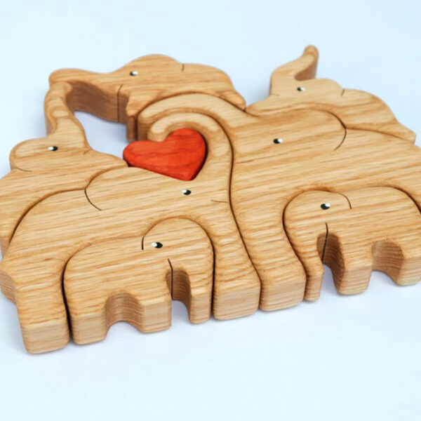 Wooden Elephant Family Stackable Figurine Composite Ornament_15