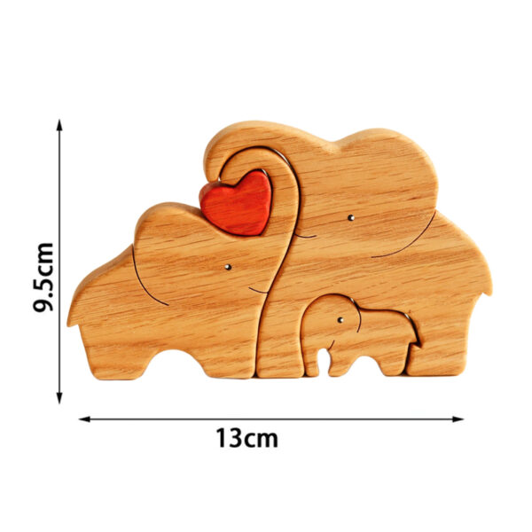 Wooden Elephant Family Stackable Figurine Composite Ornament_5