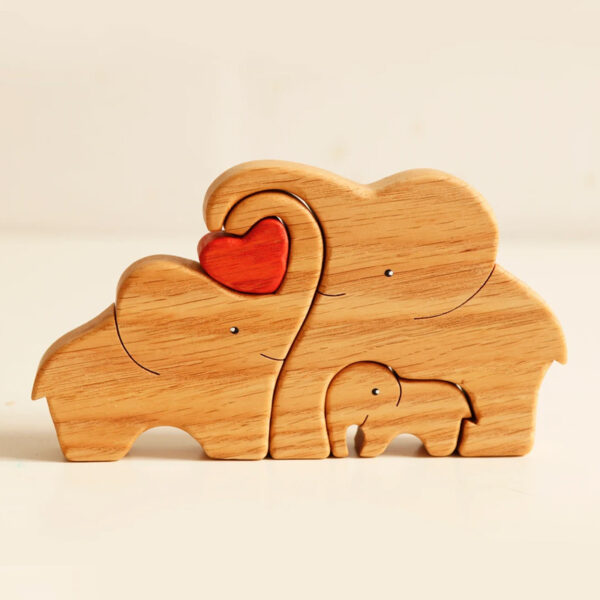 Wooden Elephant Family Stackable Figurine Composite Ornament_7
