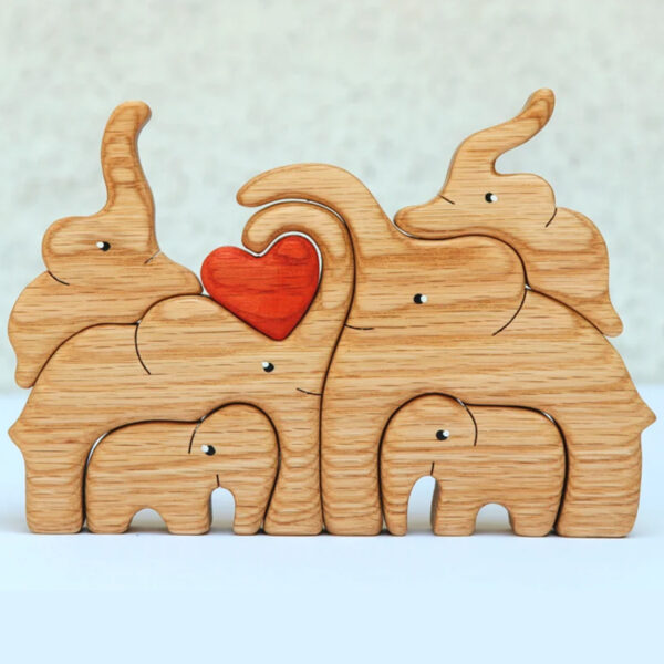 Wooden Elephant Family Stackable Figurine Composite Ornament_10
