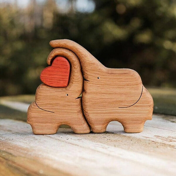 Wooden Elephant Family Stackable Figurine Composite Ornament_11