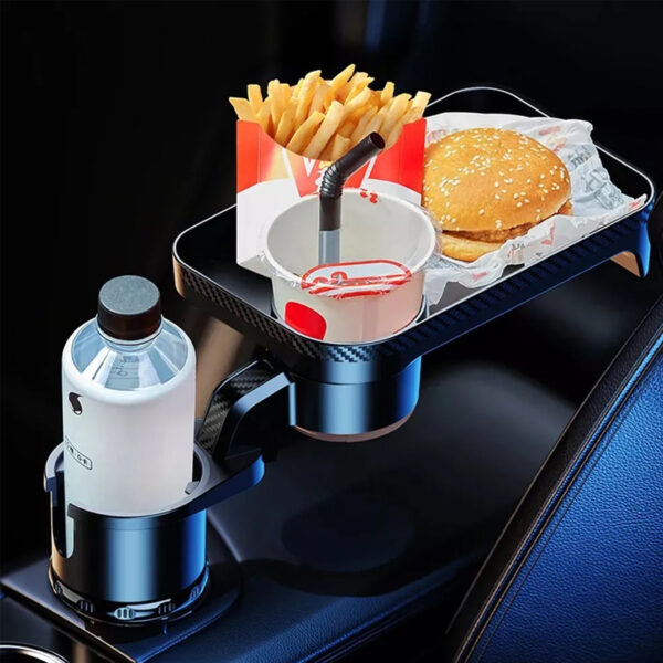 Car Mounted Rotating Plate Tray with Beverage Cup Holder_9