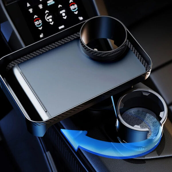 Car Mounted Rotating Plate Tray with Beverage Cup Holder_12