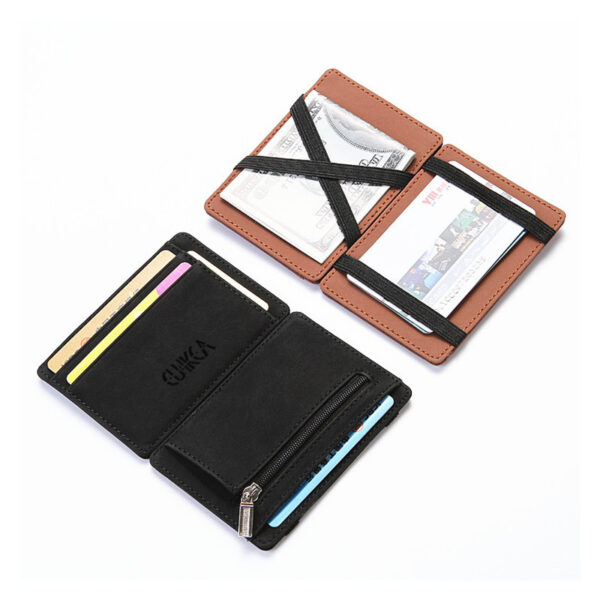4 Card Slots Ultra Thin Bi-Fold Magic Wallet with Zipper for Men_0