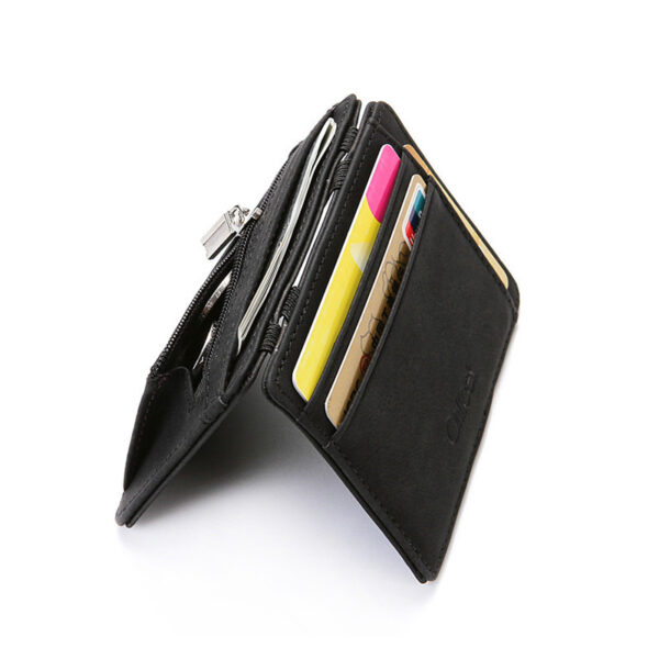 4 Card Slots Ultra Thin Bi-Fold Magic Wallet with Zipper for Men_9