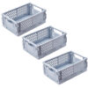 Pack of 3 Mini Folding Plastic Crates Storage Drawer Basket Organizers_0