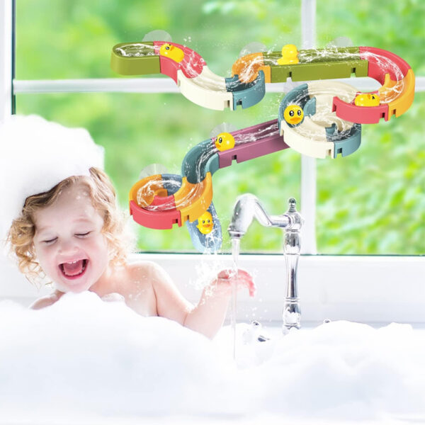 34pcs DIY Assembly Children’s Wind-Up Duck Water Slide Bathroom Toy_8