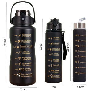 Set of 3 Large Capacity Water Flask Leakproof Frosted Beverage Bottle
