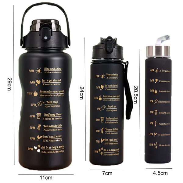 Set of 3 Large Capacity Water Flask Leakproof Frosted Beverage Bottle_1