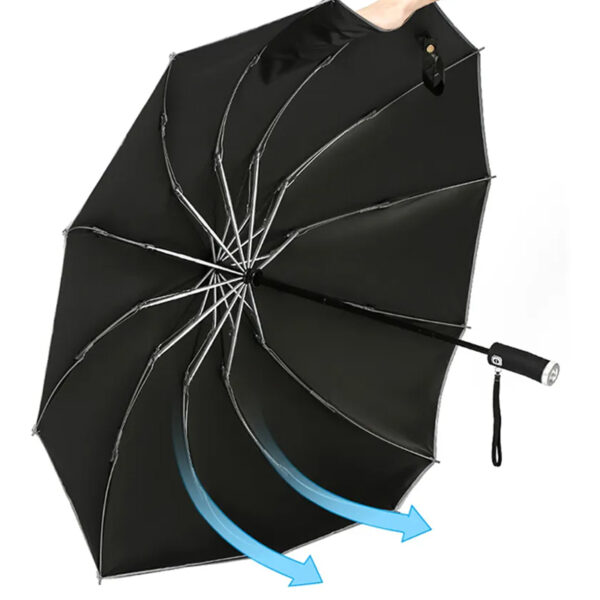 10 Ribs Fully Automatic Reverse Closing Umbrella with LED Flashlight_10