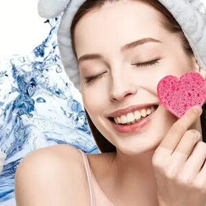 50 Pcs Heart Shaped Natural Cotton Compressed Facial Cleansing Sponge