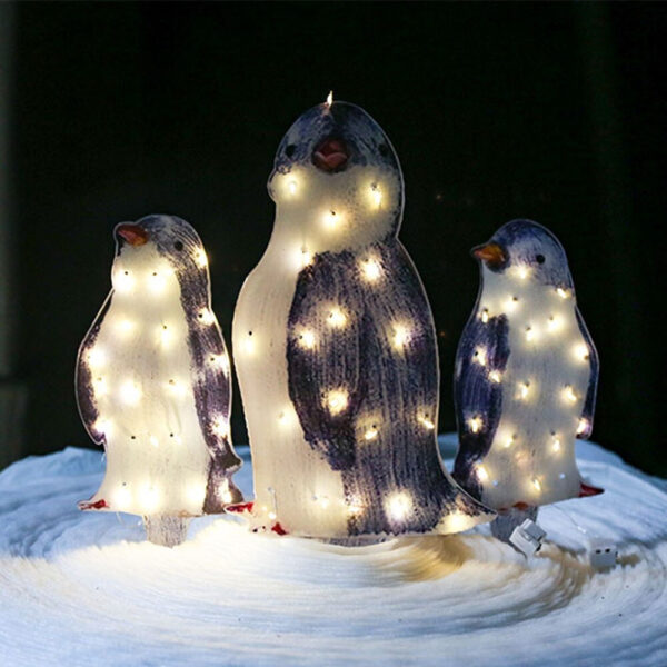 3D Light Up Penguin Sculpture Christmas Decoration Ornament - Solar Powered_5