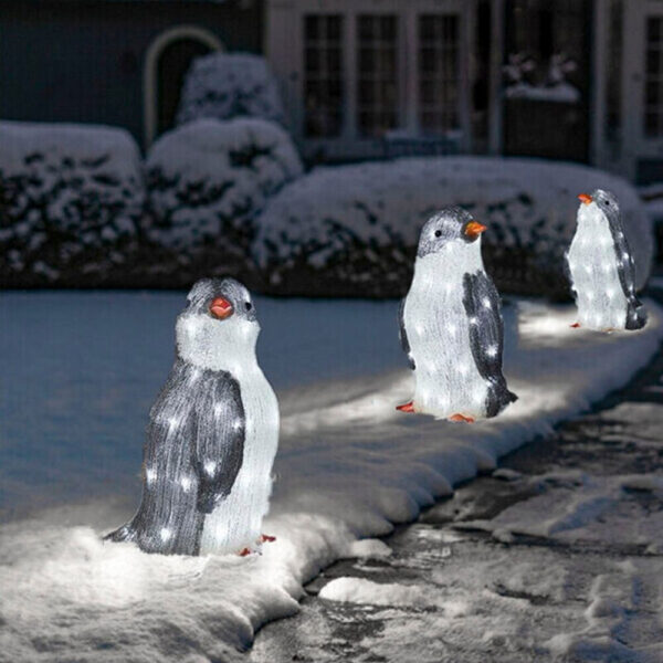 3D Light Up Penguin Sculpture Christmas Decoration Ornament - Solar Powered_9