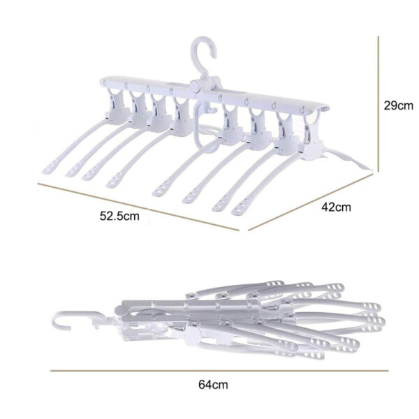 8 in 1 Foldable and 360 Degree Rotatable Clothes Hanger - White_10