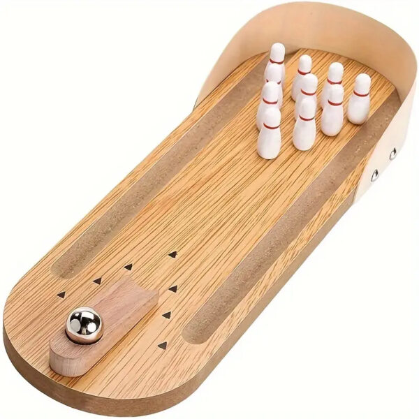 Interactive Toy Mini Bowling Set Tabletop Game - Wooden_0