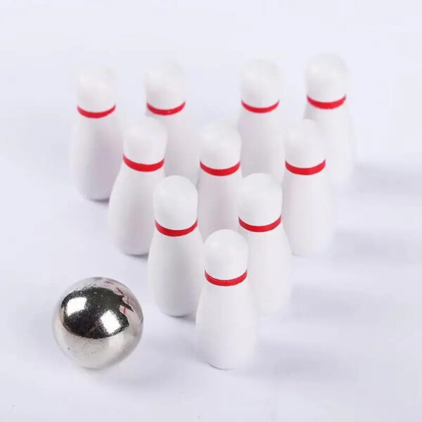 Interactive Toy Mini Bowling Set Tabletop Game - Wooden_7