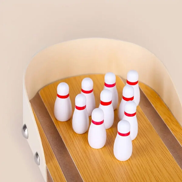 Interactive Toy Mini Bowling Set Tabletop Game - Wooden_8
