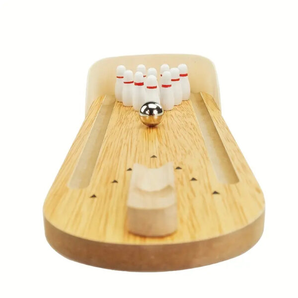 Interactive Toy Mini Bowling Set Tabletop Game - Wooden_2