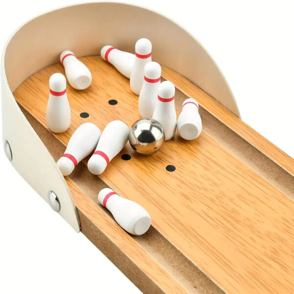Interactive Toy Mini Bowling Set Tabletop Game - Wooden_4