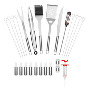 26 Pieces Set Stainless Steel Barbecue Grilling Tools and Accessories with Carry Bag