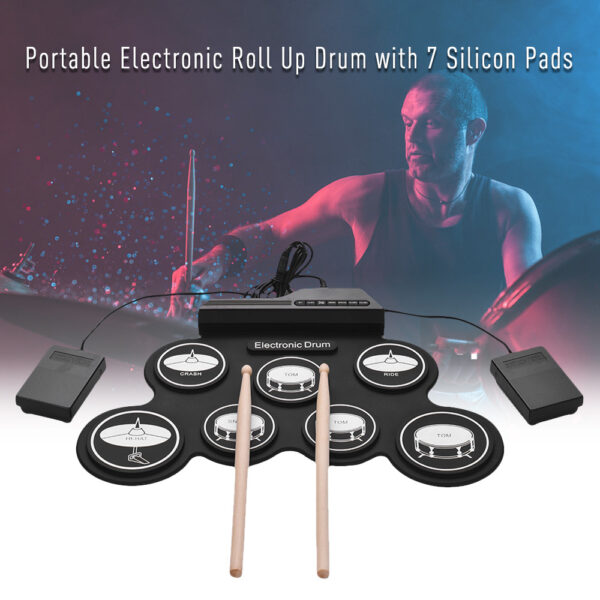 7 Pads Roll-Up Electronic Drum Practice Kit_4