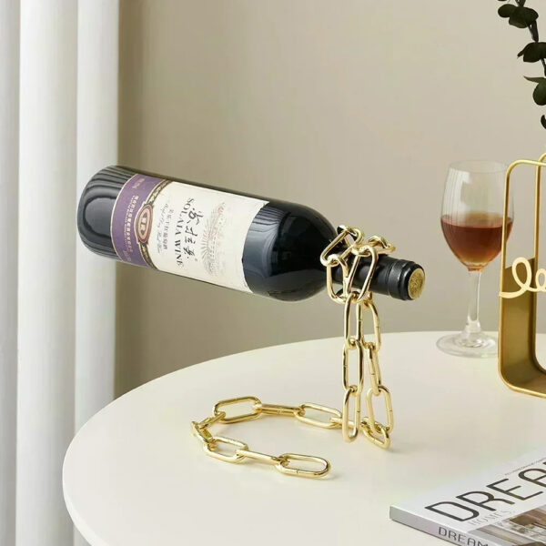 Magic Floating Wine Bottle Holder Unique Link Chain Rack for Airborne Bottle Display_14