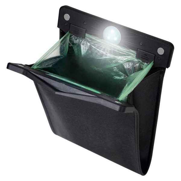 Smart LED Car Trash Can Waterproof PU Leather Car Garbage Bin Battery-Powered_0